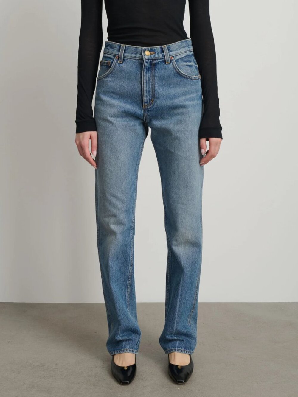 B Sides Medium Wash Straight Leg Rigid Denim Jeans Size 26